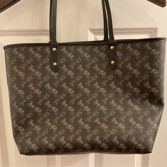 Coach Horse & Carriage Print Reversible City Tote - Black - Picture 11 of 15